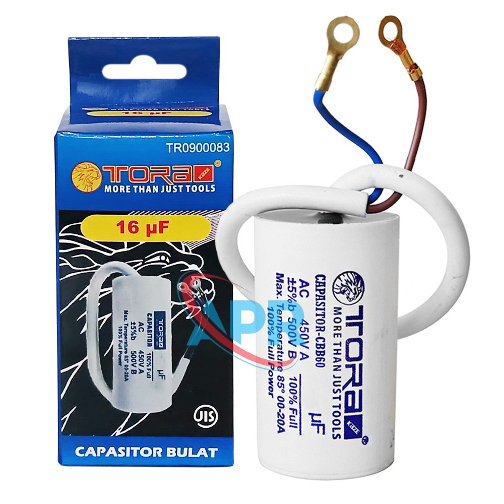 TORA Kapasitor CBB60 Bulat Putih 16 uF - Capasitor CBB60 Run 450V AC