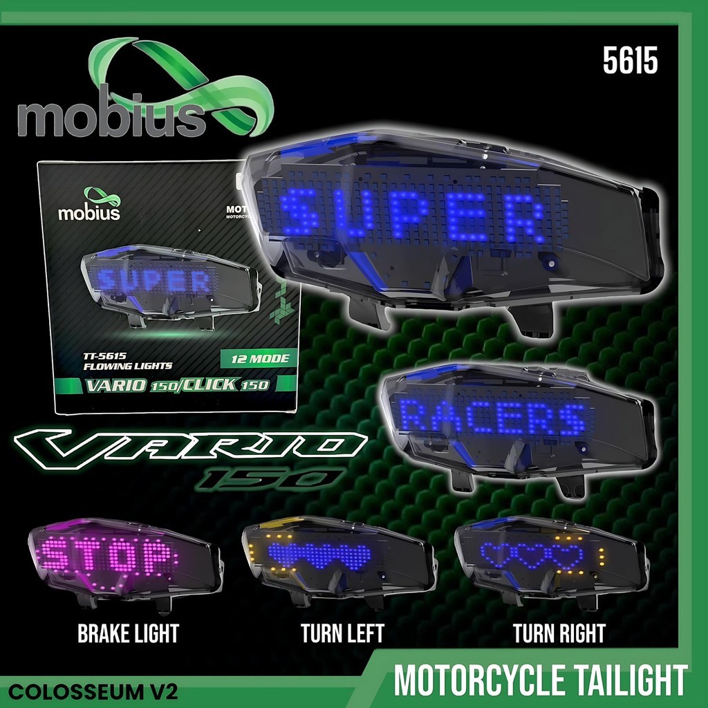 Lampu Stoplamp VARIO 125 150 NEW MOBIUS Model TEXT Running LED