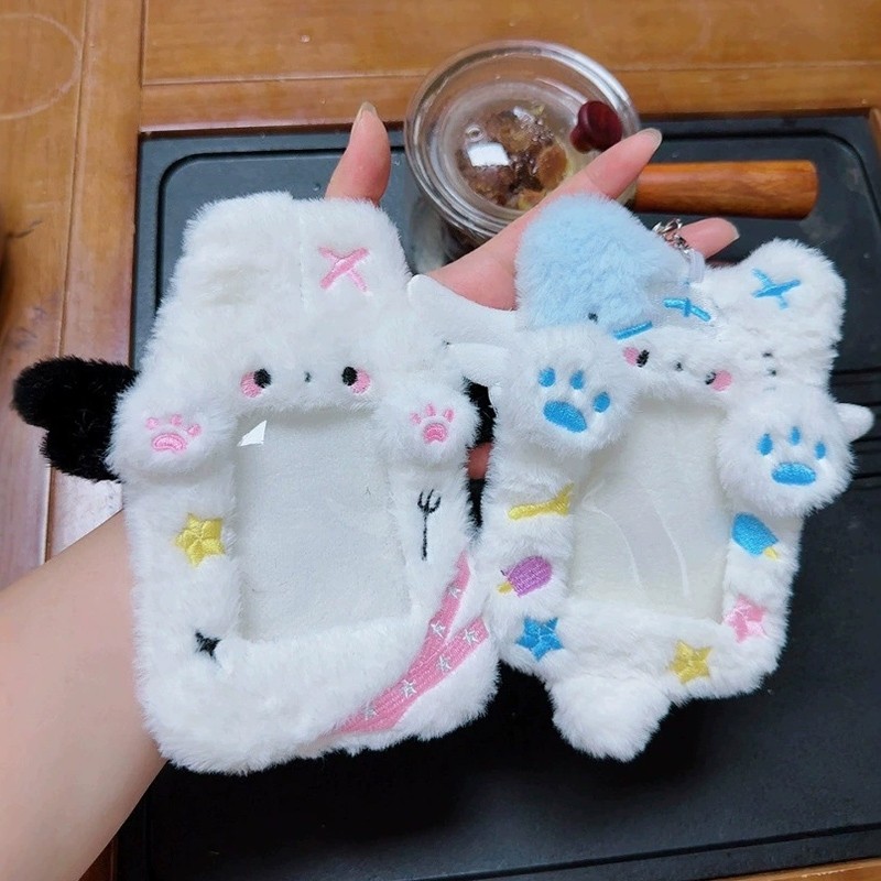 

Kawaii Plush Photo Card Holder Cute Rabbit Photo Card Display Pendant Student ID Card Protective Cover keychain Kpop Supplies