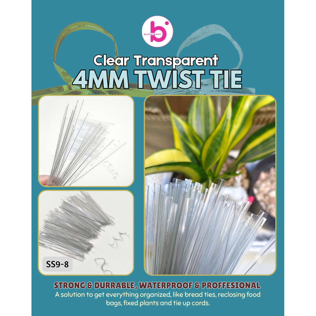 

PET Transparent Twist Tie Kawat Ikat Dekorasi ( 4MM 8CM )
