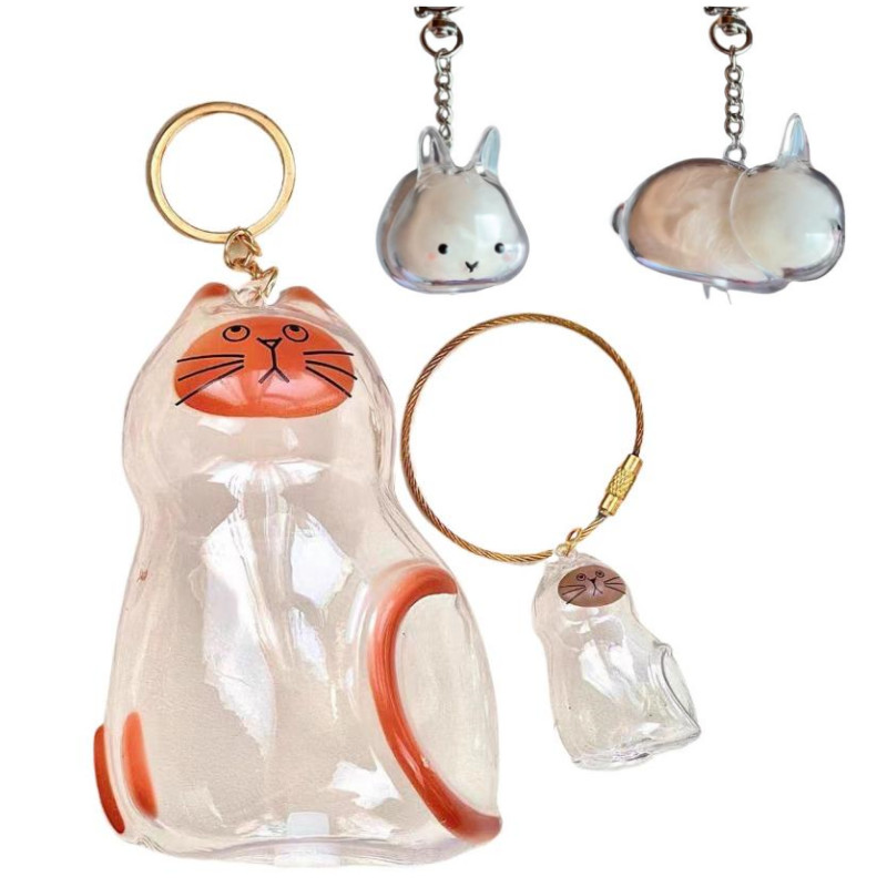Pet Hair Transparent Rabbit Hair Organizer Pendant Keychain Backpack Souvenirs Storage Capsule Pet M