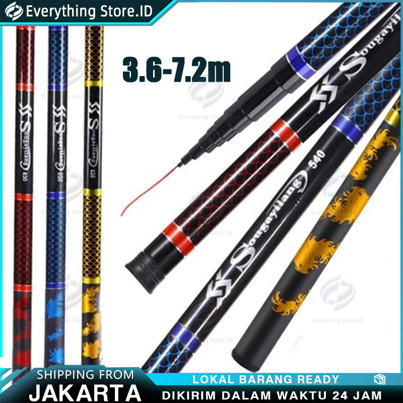 【COD 】2.7M-7.2M Joran Pancing Fishing Pole Fishing Rod / joran tegek super kuat 10kg / tegek high ca