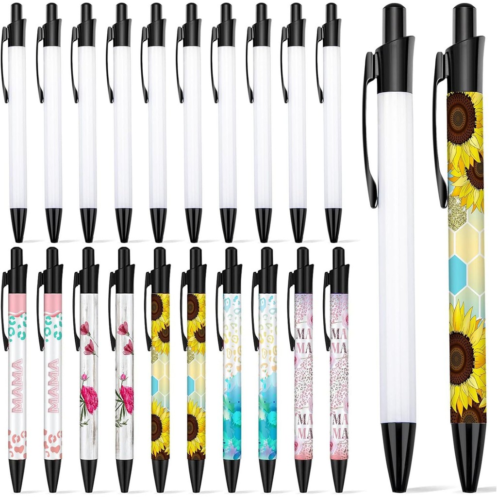 

10PCS DIY Heat Sublimation Ballpoint Pen Blank Metal Pressing Aluminum Pen Heat Transfer Printing Pens With Shrink wrap film