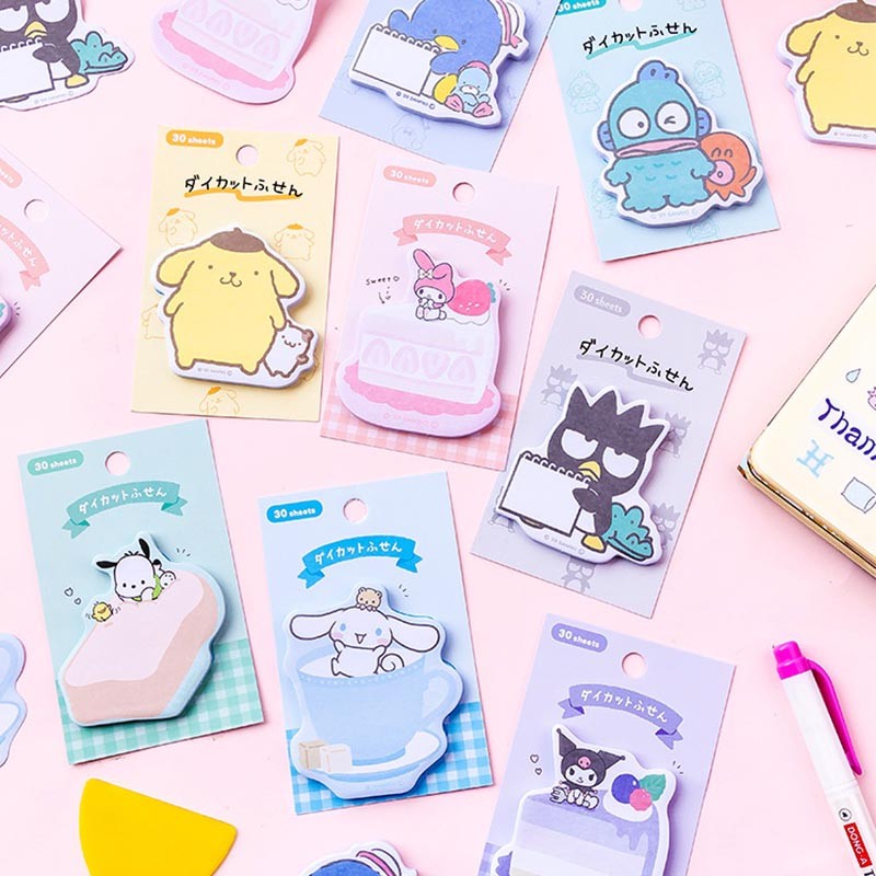 

8pcs/lot Kuromi Kitty Melody Memo Pad Sanrio Pochacco Sticky Note Stationery Label Notepad Planner Sticker Post School Supplies