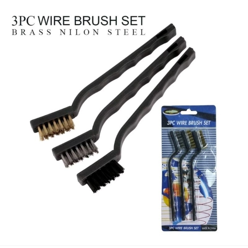 

Kuas Isi 3 Pcs Wire Brush Set Brass Nylon Steel | 3PC Wire Brush Set Brass Nilon Steel