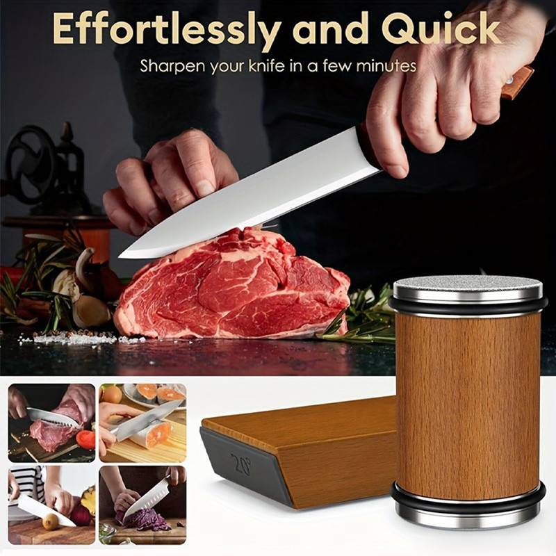 

UPgrade Rolling Knife Sharpener Kit With 15/20° Degree Magnetic Angle Roller Sharpeners Grindstone Kitchen Sharpen Accessory