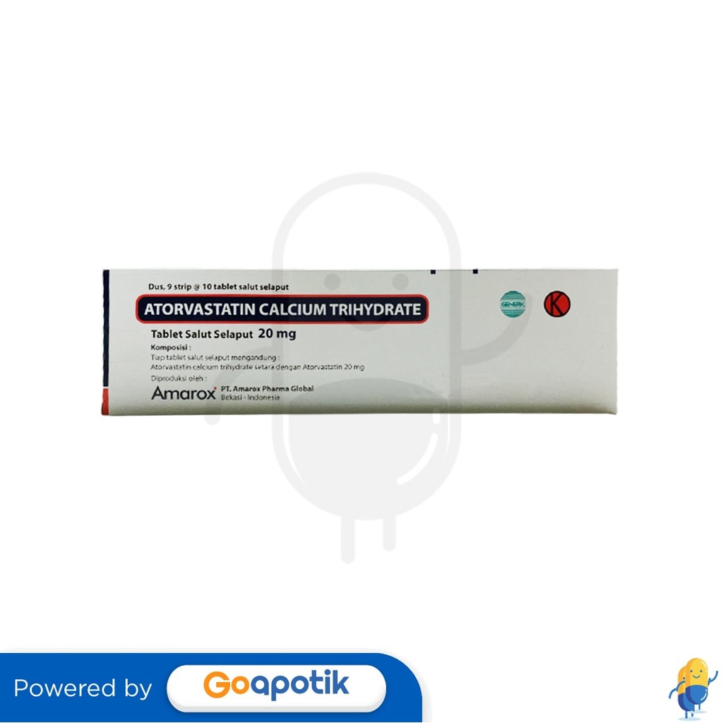 Atorvastatin Calcium Trihydrate Amarox 20 Mg Box 90 Tablet