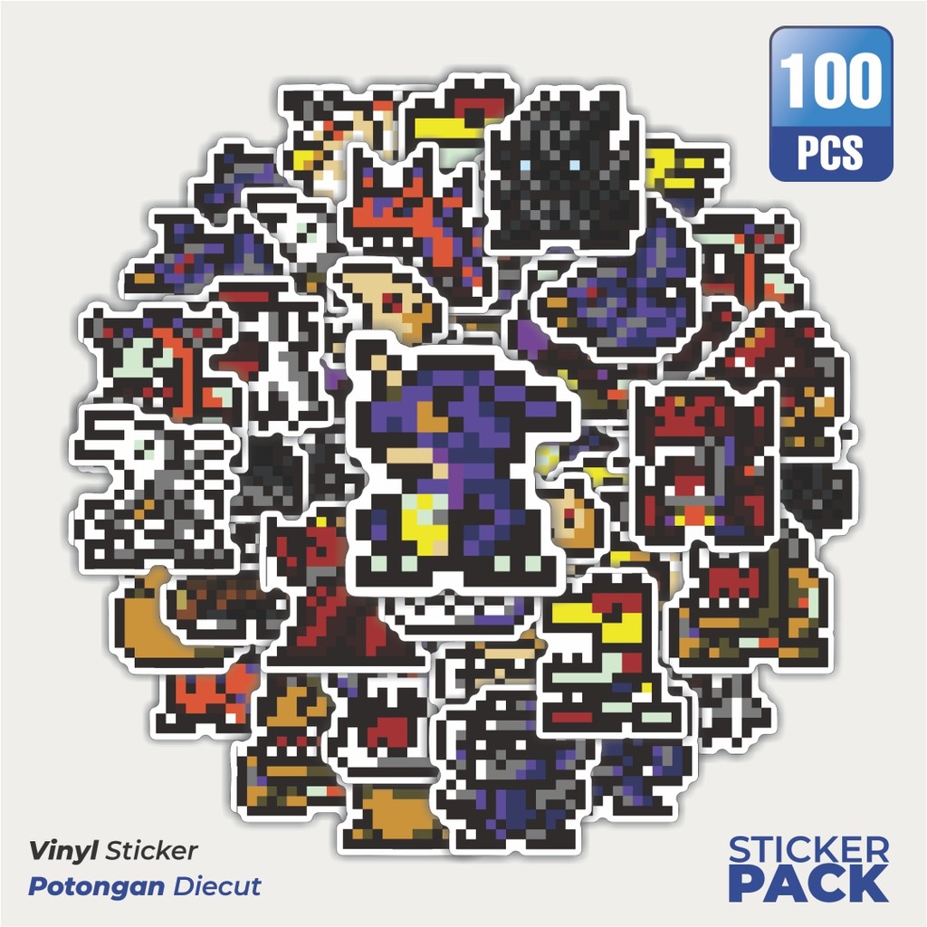 

100 PCS STIKER Stiker Pixel Digimon V47 Waterproof Aesthetic- Untuk Laptop, Motor, dan Helm - Paper Stationery Pack