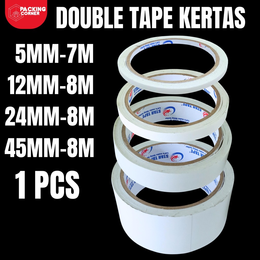 

Double Tape Kertas 8M x 12mm - 45mm | Dobel Sided Tape
