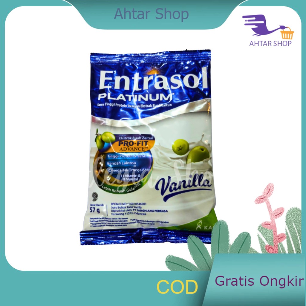 Entrasol Platinum Susu Tulang Kemasan Sachet 57gram Untuk Tulang Lansia Susu Protein Akhtar Shop
