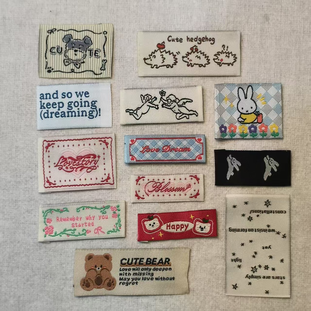 

13 Styles in Stock Woven Labels, Handmade Sewing DIY Fabric Patches, Embroidered Tags for Clothing, Bags, Crafts