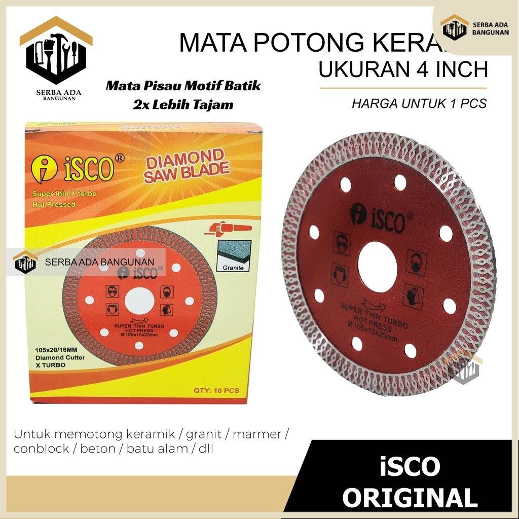 SAB mata potong keramik batu granit Mata gerinda potong keramik Granite 4" Diamond wheel Turbo isco 