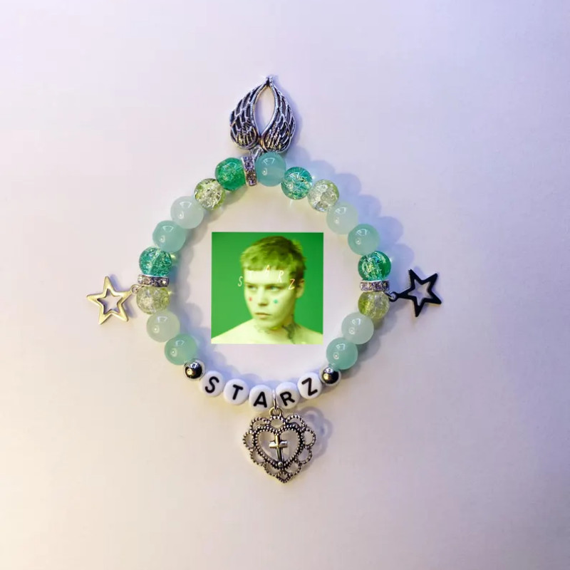 Handmade Yung Lean Starz Starry Bracelet, Y2K Gothic Pendant, Blade 2hollis Hyperpop Bones Suicidebo