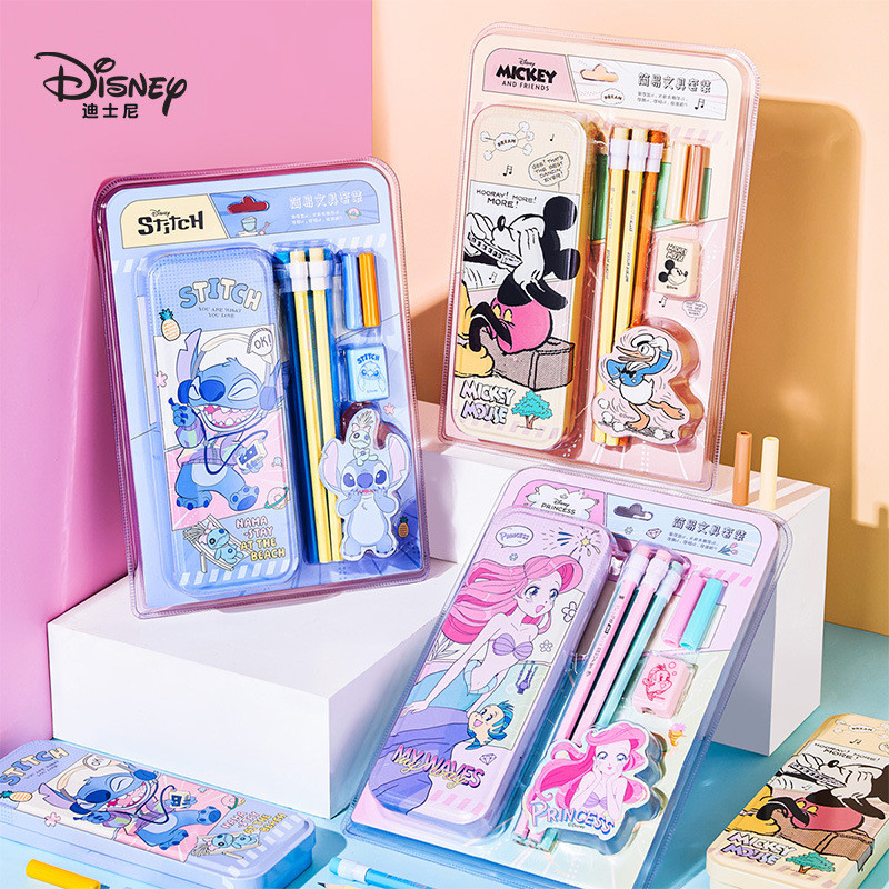 

Disney Stitch Mickey Mouse creative cartoon pattern boys and girls learning stationery supplies pen box pencil set