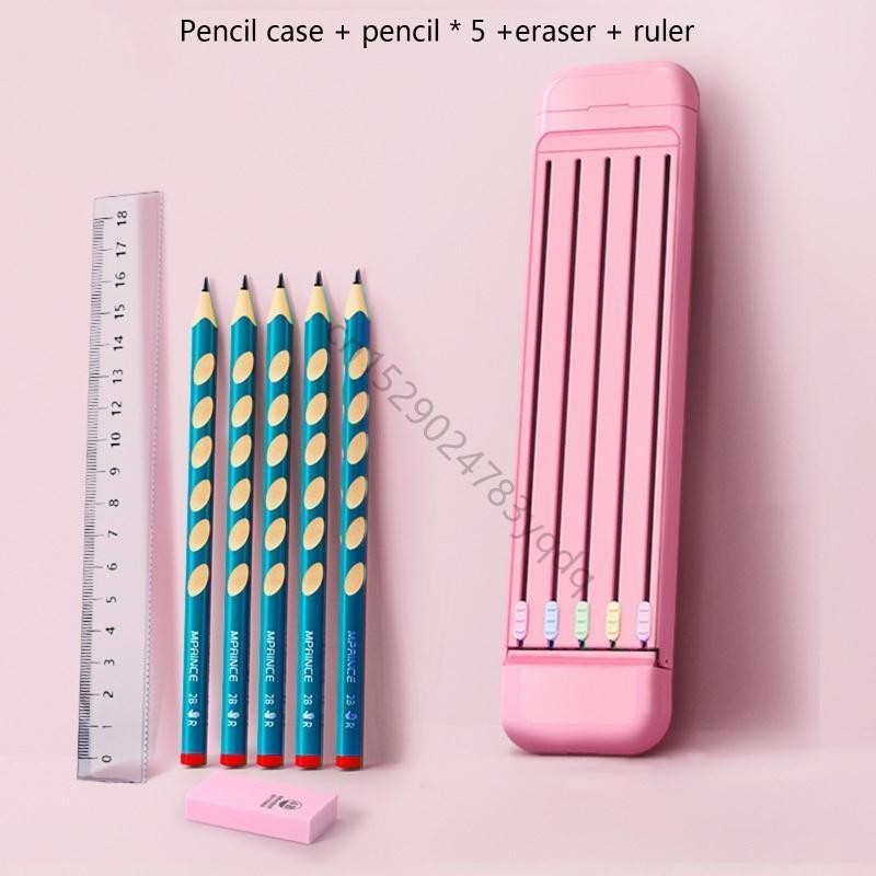 

Portable Stationery with 5 x Pencils Eraser Ruler ABS Pen for Case for Boy G H7EC