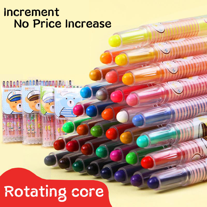 

2024 new navy bear safe erasable children's rotating crayon color pen painting pen children's art graffiti pen plastic box
