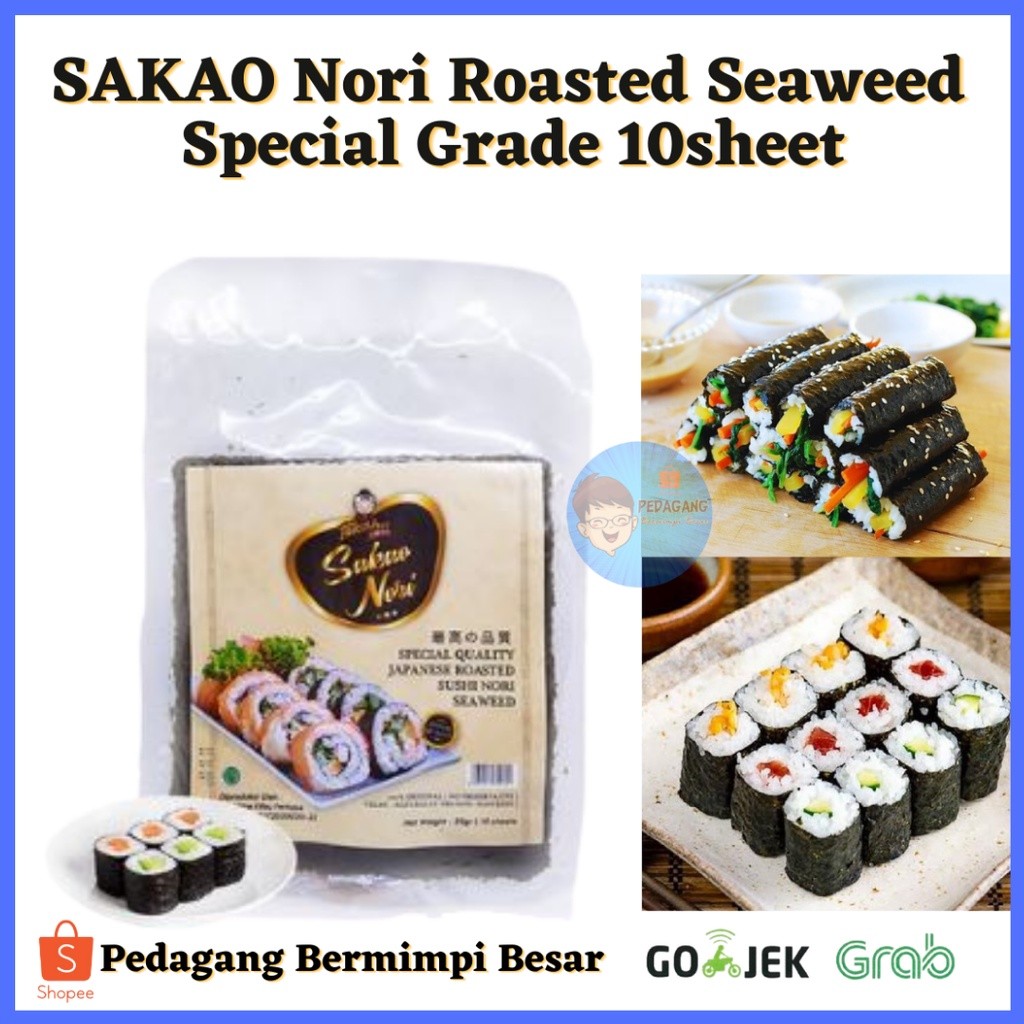 

Sakao Nori Roasted Seaweed Special Grade 10sheet/ Sushi Nori 10sheet/ Sakao Special Grade 10 sheets/ Sushi Nori Lokal/ Sakao Sushi Nori 10 Sheets