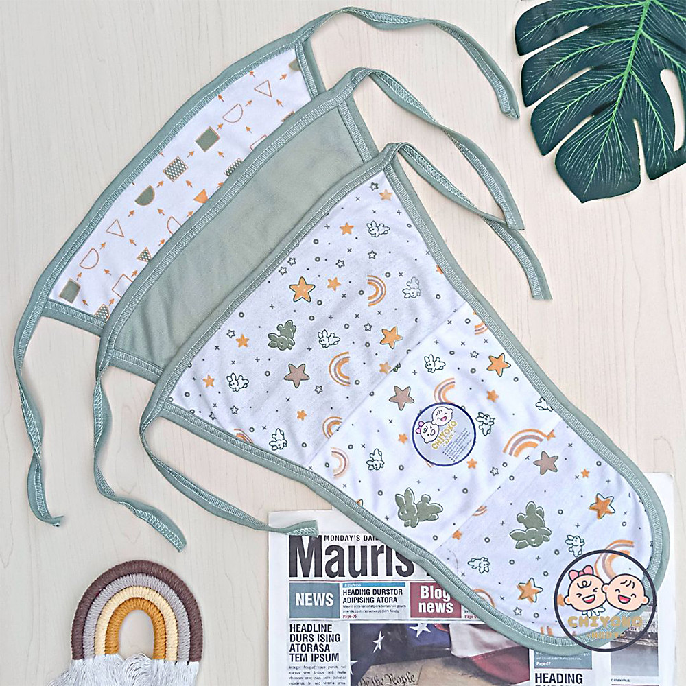 6 Pcs / 12 Pcs Popok Tali Bayi Baru Lahir Double Kain Serian HIJAU Chiyoko Baby SNI