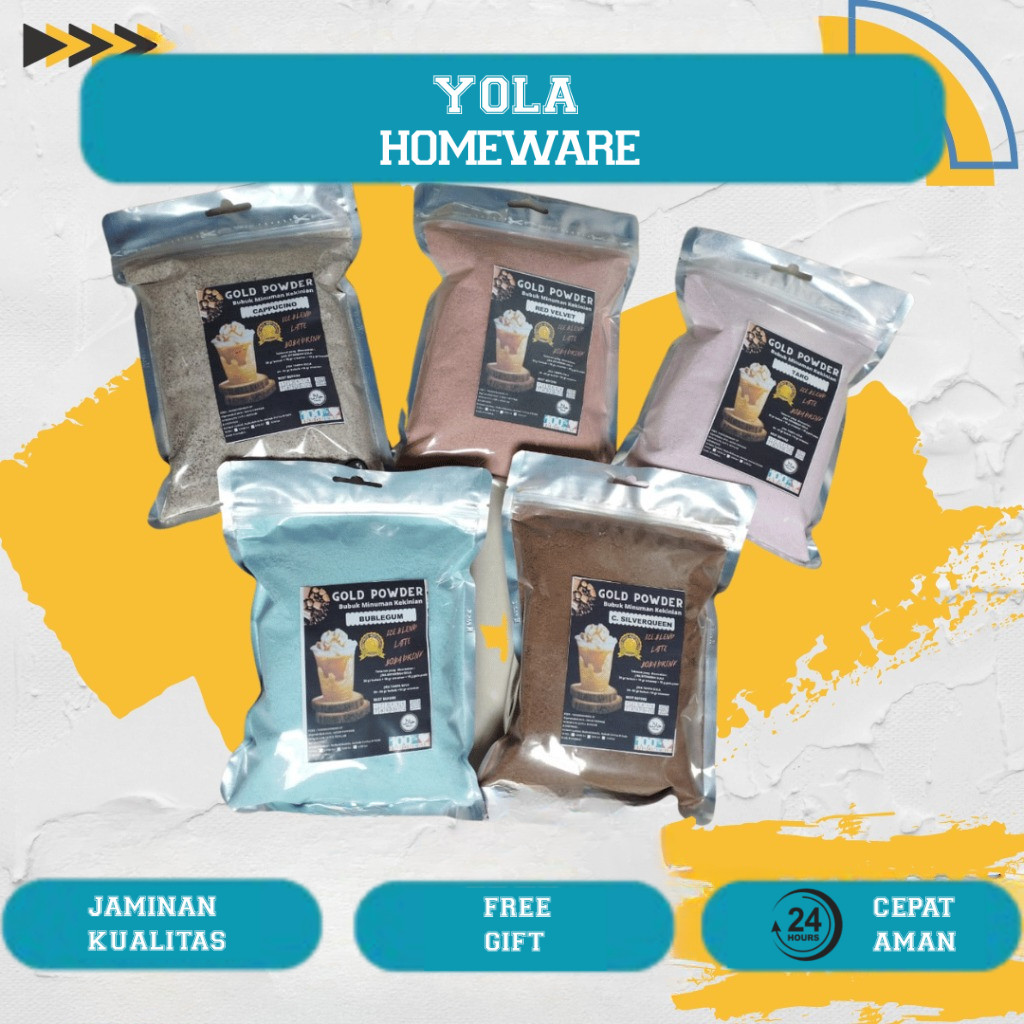 

GOLD Powder 500 g bubuk minuman premium / Minuman Bubuk Instan /serbuk minuman kekinian / Boba Powder Drink / Bubuk Boba / Bubuk Aneka rasa bubuk cappucino / powder drink / Bubuk Es Teh Aneka Rasa / Semarang / Jawa Tengah Halal HALAL