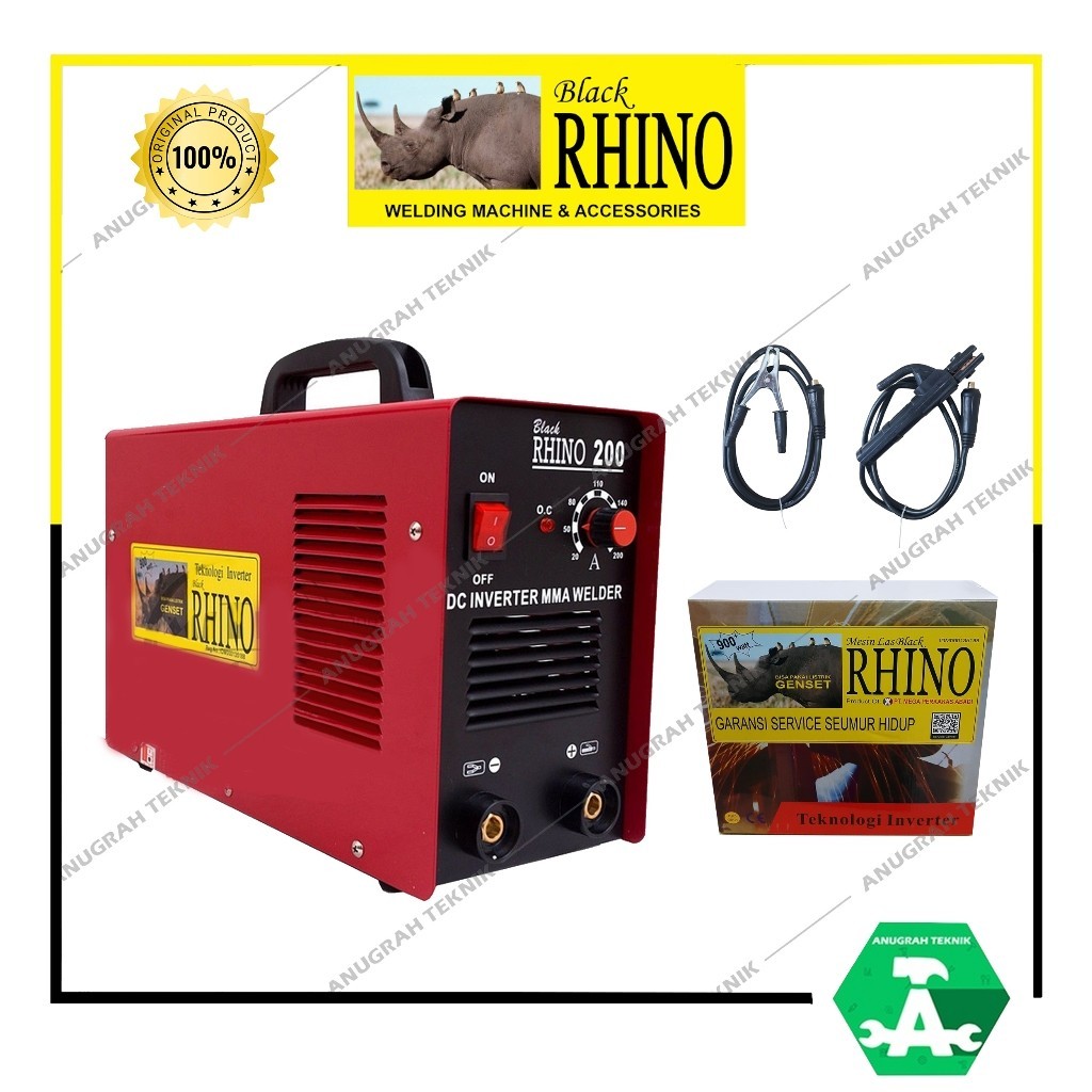 RHINO Travo Las Inverter MMA 200A Merah Mesin Las 900 Watt