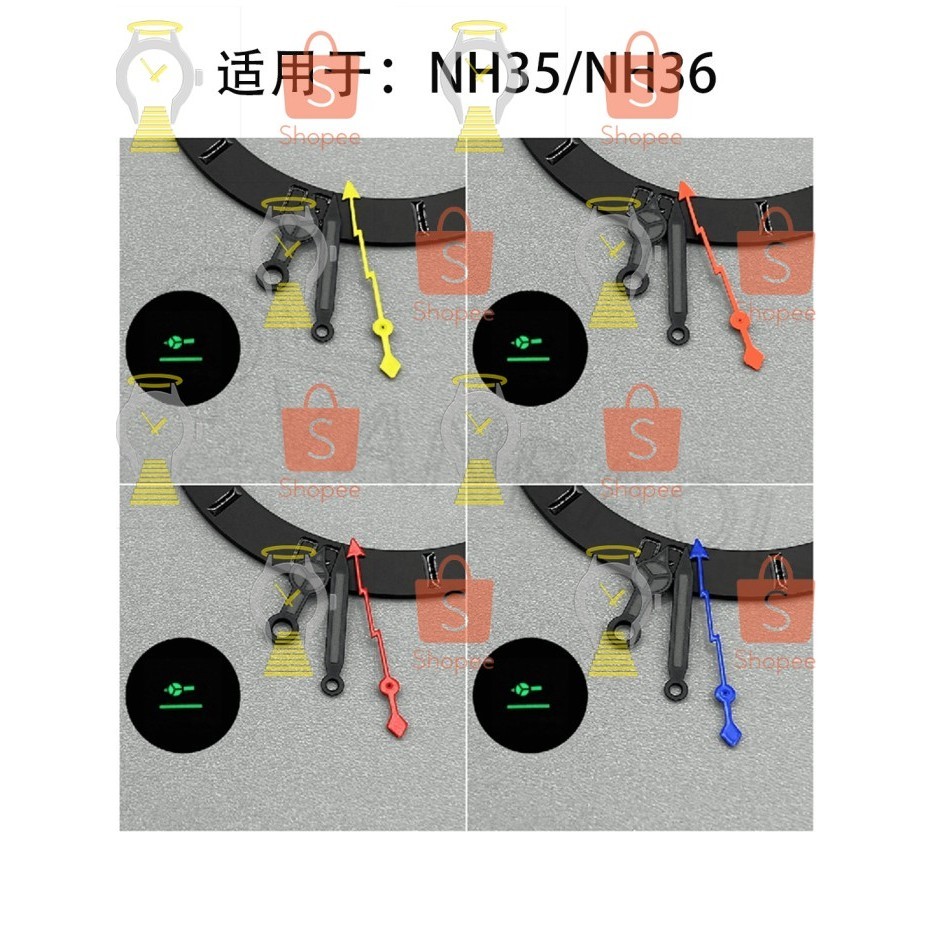 Seiko Mod Hands Lightning Second Hand Green Lumed For NH35
