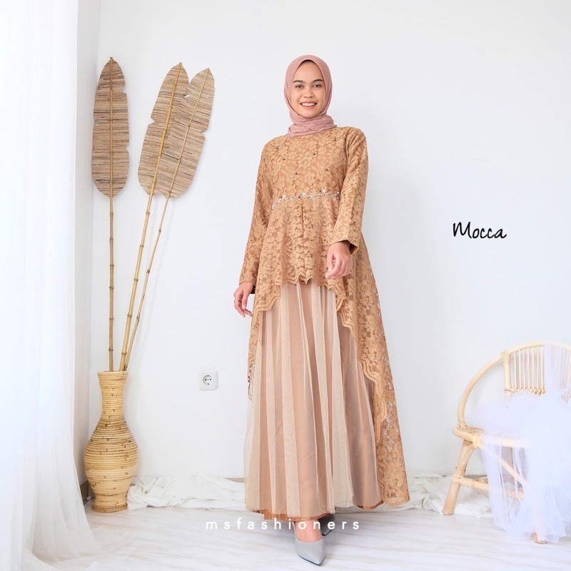 Huria Maxi Dress Payet/ Gamis brukat tanpa glitter/ pakaian wanita/ dress brukat/ dress kondangan/ d