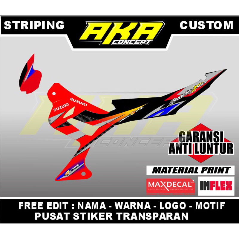 sticker striping Suzuki Satria fu CBU 2004-2006 merah bisa request
