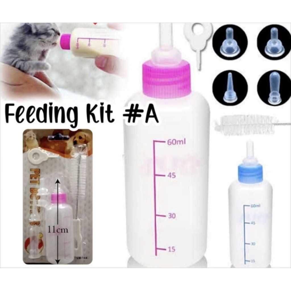 FEEDING KIT A – Dot Susu Kucing Anjing Bayi | Dot Silikon Lembut untuk Botol Susu Hewan Kecil