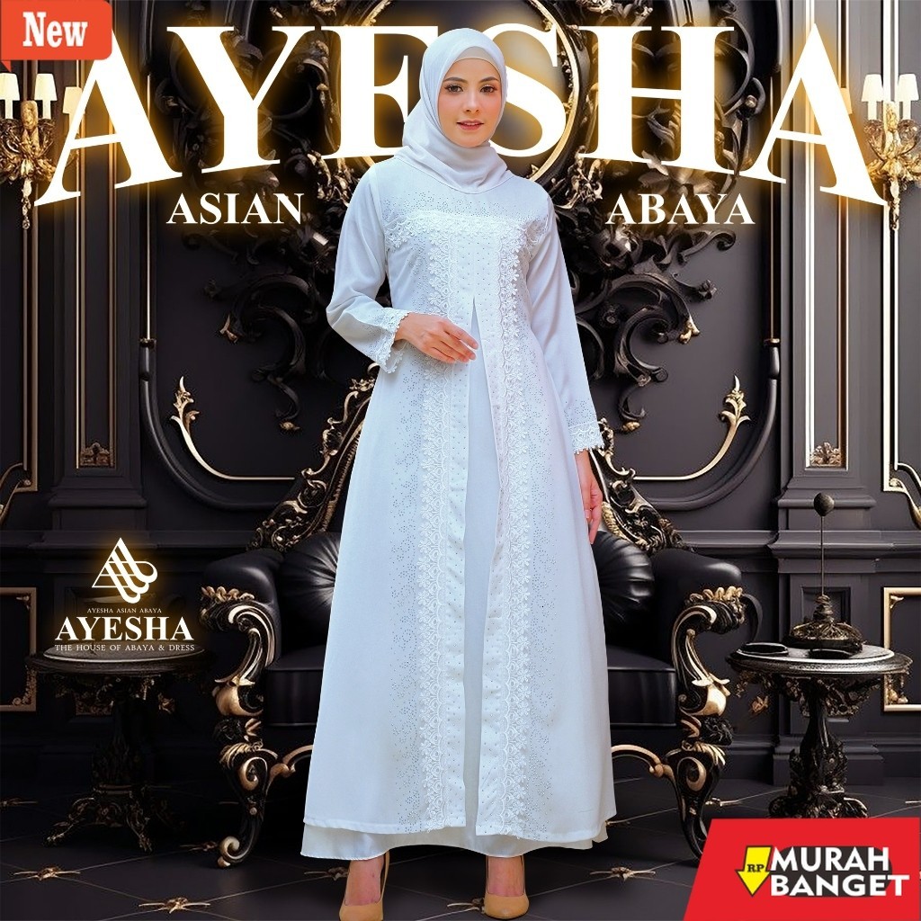 abaya shopee haul 2024 [ AYESHA ] Gamis Putih Wanita Abaya Turkey Baju Gamis Terbaru Abaya Putih Tur
