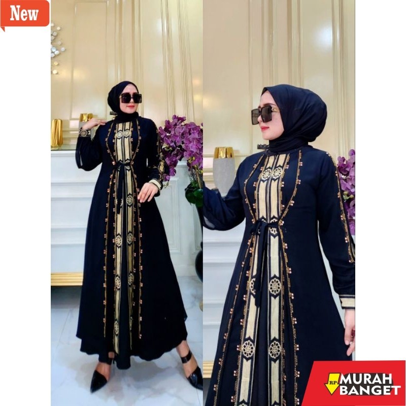 abaya shopee haul 2024 GAMIS ABAYA TURKEY BORDIR LURUS BUNGA LILY WARNA