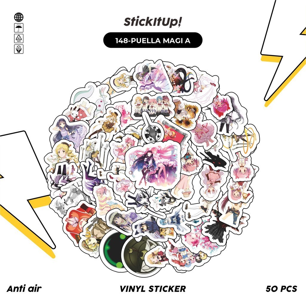 

COD✨ 50 Pcs Stiker Pack Motif Anime Puella Magi Madoka Lucu Aesthetic Vynil Waterproof untuk Freebies Sticker Buku Journal Casing HP Laptop