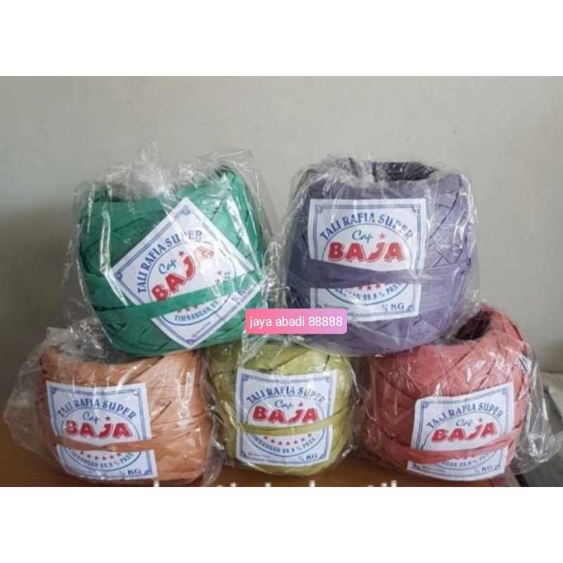 TALI RAFIA warna HITAM ,UNGU, MERAH, HIJAU, BIRU, KUNING 1kg