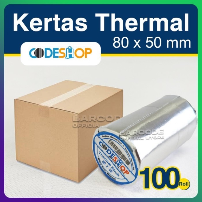 

Kertas Thermal Otani 80 x 50 mm Struk 80mm Isi 100 Roll - 1 Dus Codeshop -TMA56