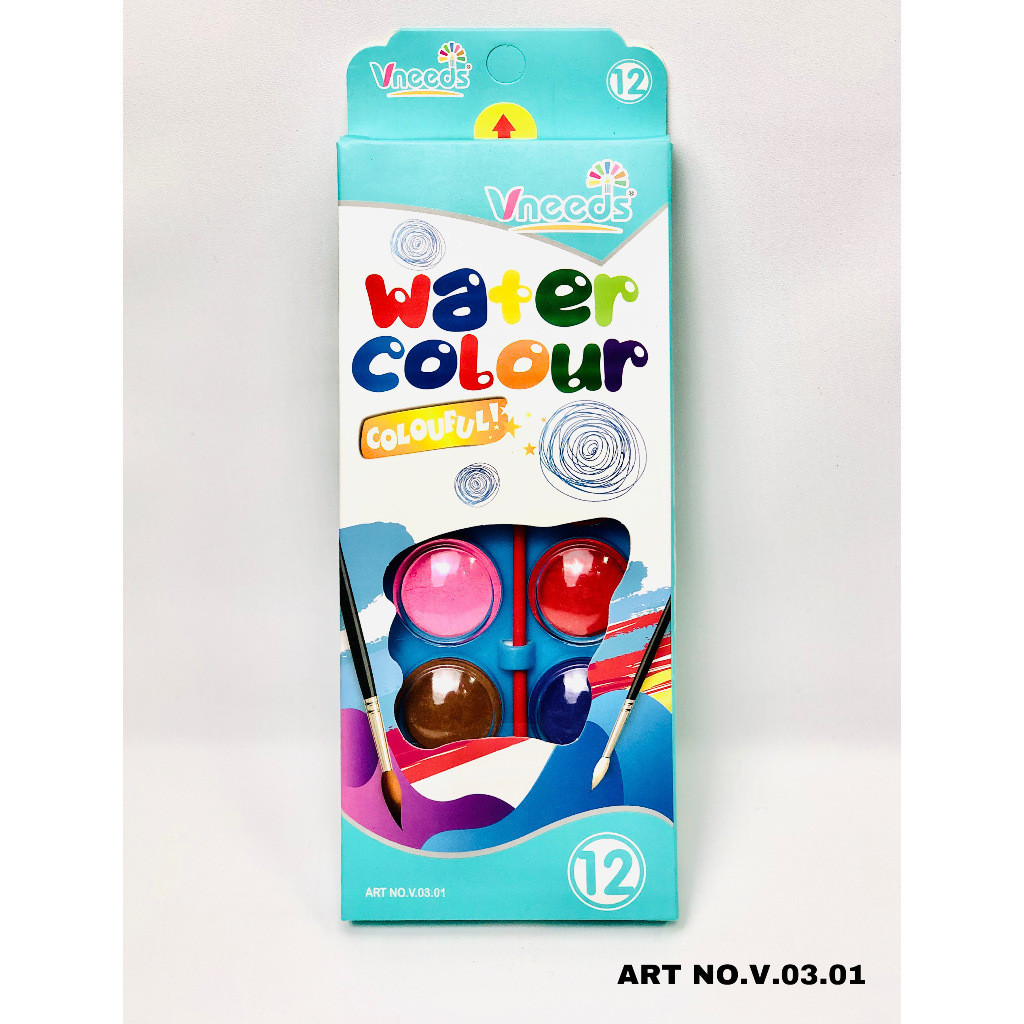 

Water Colour Impor Vneeds 12 Warna Aquarelle 12 Color Vneeds #V0301 Cat Air Paint Cake + Kuas- SHAGB