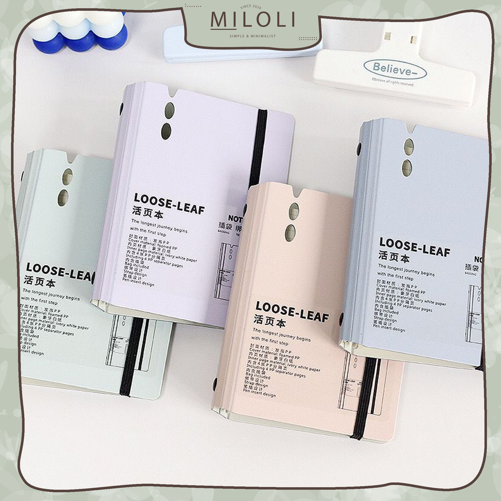 

[MILOLI] BINDER STRAP A5 A6 NOTEBOOK PORTABLE MORANDI Note Book Loose Leaf Rose - E0058