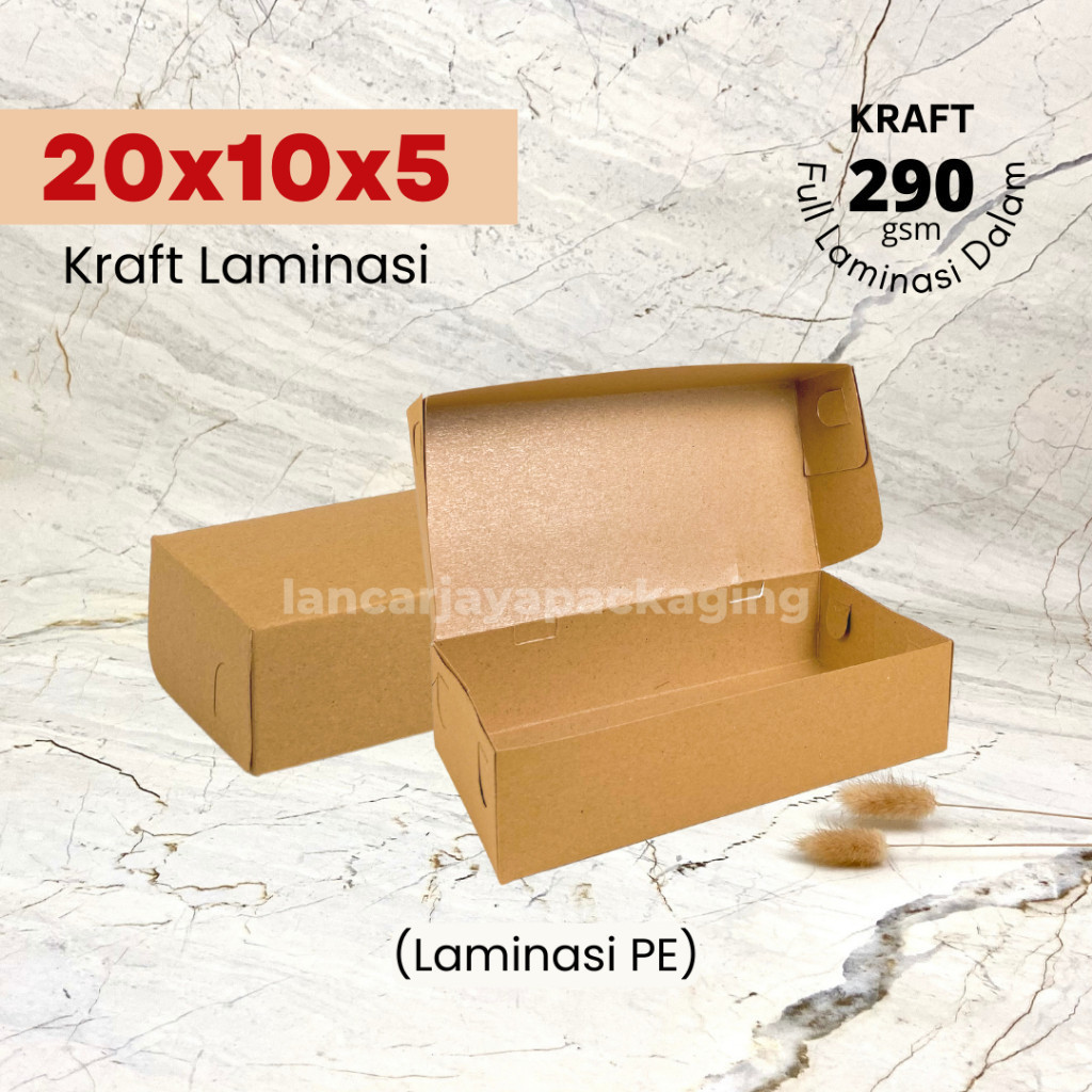 

Kotak Brownies Cake Kue Bolu Kemasan Makanan Kraft Laminasi 20x10x5