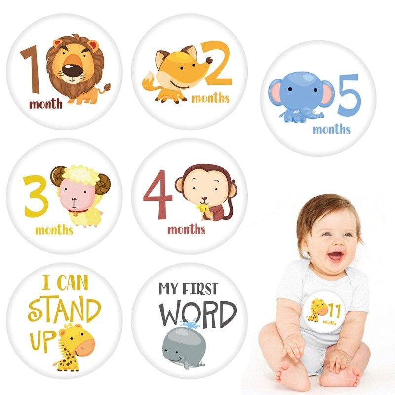 

12 Pcs Month Sticker Baby Photography Milestone Memorial Monthly Newborn Kids Commemorative Card Number Photo Props