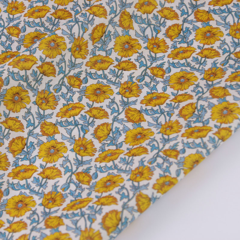 

yellow flowers Liberty London cotton print custom cotton fabric digital printing fabric for dress