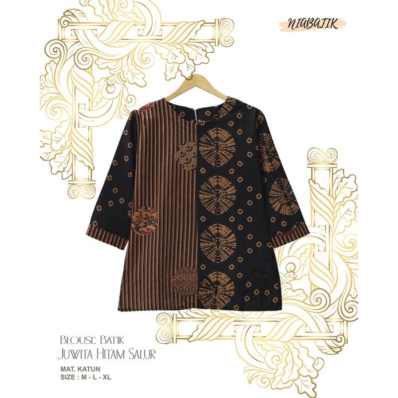 B1G1  BLUS BATIK KOMBINASI JUMPUTAN SALUR KOIN KEKINIAN ATASAN KANTOR BAJU SERAGAM