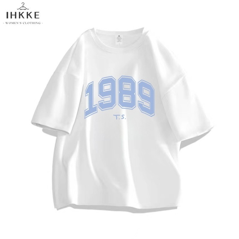 AZIZAHSTORE | IHKKE Kaos Wanita Baju Oversize  1989 T.S. Korean Style T shirt 100% Cotton  Vintage