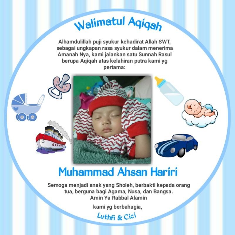 

( costum ) Kartu ucapan stiker aqiqah bayi box nasi