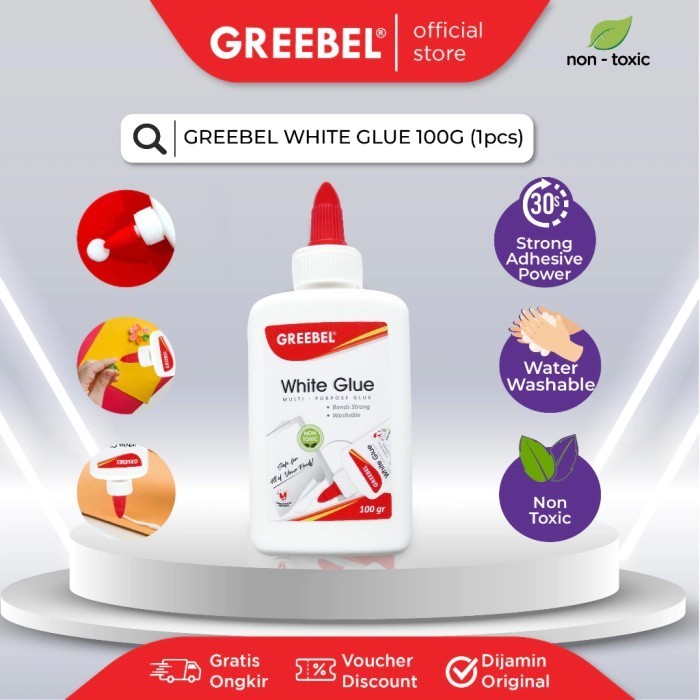 

GREEBEL White Glue 100 GR / Lem Putih Greebel 100gr / Lem Kertas / Lem Kain / Lem Kayu