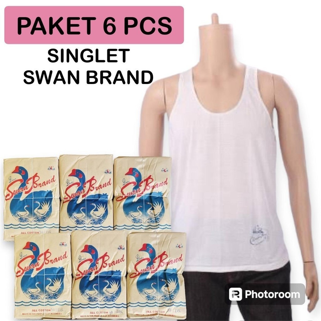 PAKET 6 PCS SINGLET SWAN mb BRAND / KAOS SINGLET PRIA SWAN mb BRAND / TANKTOP PRIA SWAN BRAND TERLAR