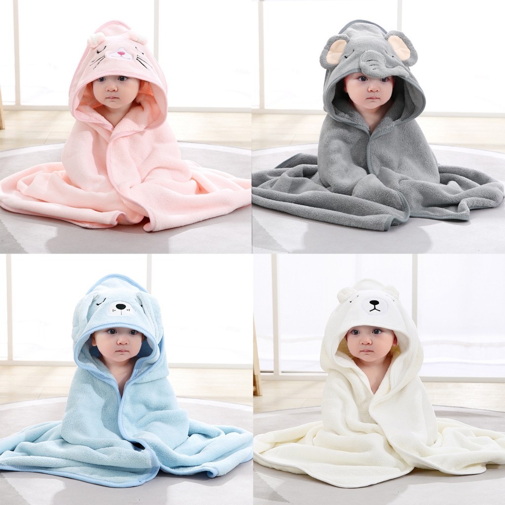 MG-Handuk Mandi Bayi Handuk Bertudung Penyerap Hewan Lucu dengan Selimut Jubah Mandi Lembut Telinga 