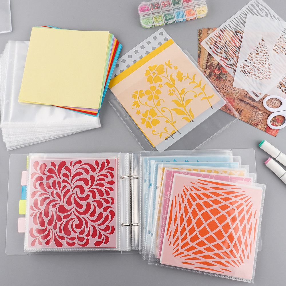 

Die Storage Book Binder 6X6 Stencils Storage Folder Organizer Divided Page for Scrapbooking Dies/stamps Craft Storage Organizer