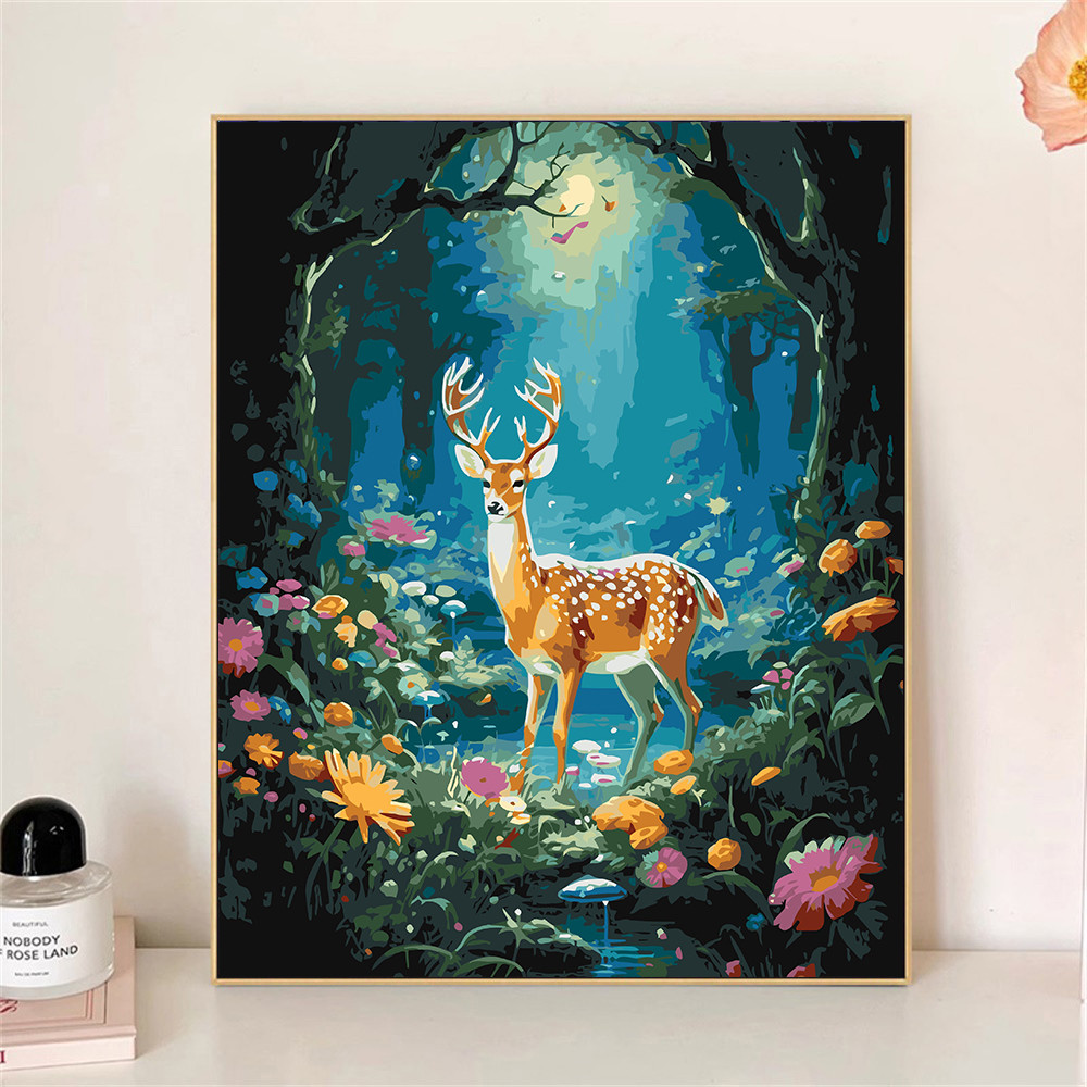 

Painting by Numbers For Adult Kit Elk In The Jungle DIY Dropshipping Canvas Oil Paint by Number Home Decor