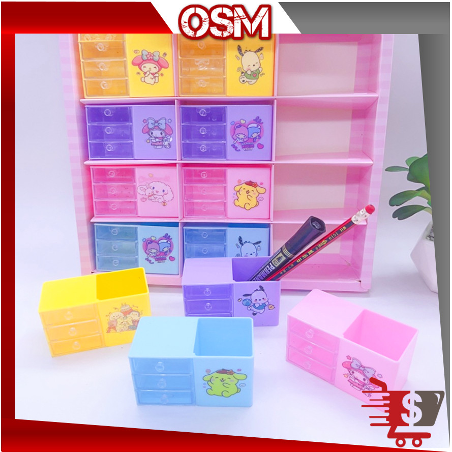 OSM - 6401 Laci Kecil Motif Karakter Lucu / Laci Mini 3 Tingkat / Rak Kecil Lucu Motif Karakter