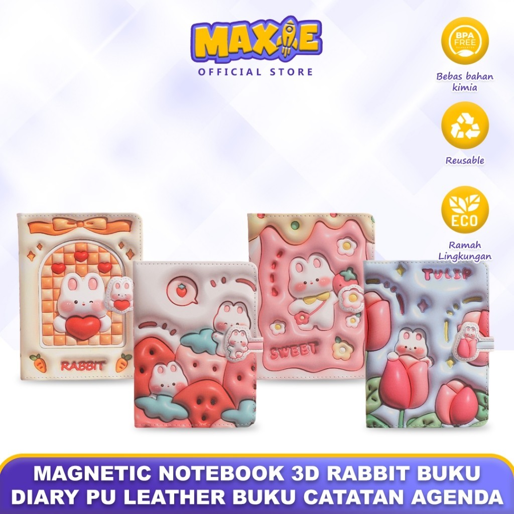 

Magnetic Notebook 3D RABBIT Buku Diary PU Leather Buku Catatan Agenda - 6983