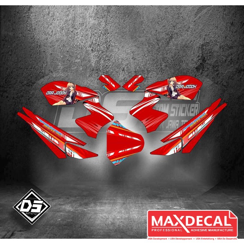 Striping Decal Vixion OLD Simpel Merah