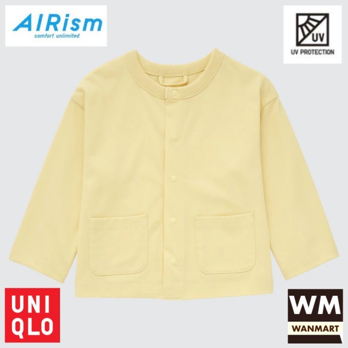 UNIQLO Baby Toddler AIRism Cardigan Katun Bayi UV Protection Yellow